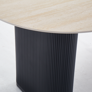 Table à Manger - Oval - céramique effet travertin mat - Selena