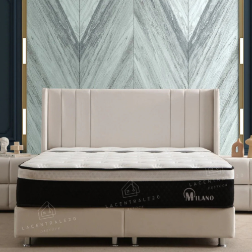 Lit coffre - Tissu velours blanc - Alma