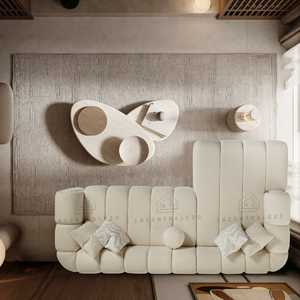 Canapé d’angle – Tissu laine bouclée - Carmelo