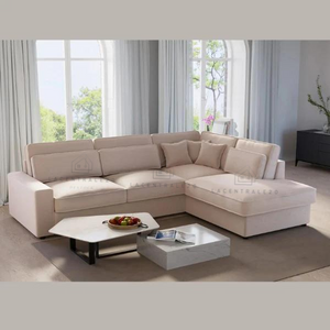 Canapé d’angle - Tissu velours beige - Bristol