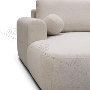 Canapé d’angle - Convertible – Tissu laine bouclée – 286×175cm – Lola