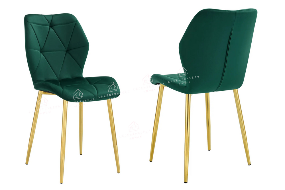 Chaise salle à manger – velours pied métal doré – Lot de 2 / 4 / 6 - Coquillage