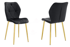 Chaise salle à manger – velours pied métal doré – Lot de 2 / 4 / 6 - Coquillage