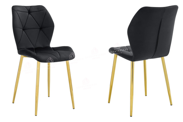 Chaise salle à manger – velours pied métal doré – Lot de 2 / 4 / 6 - Coquillage