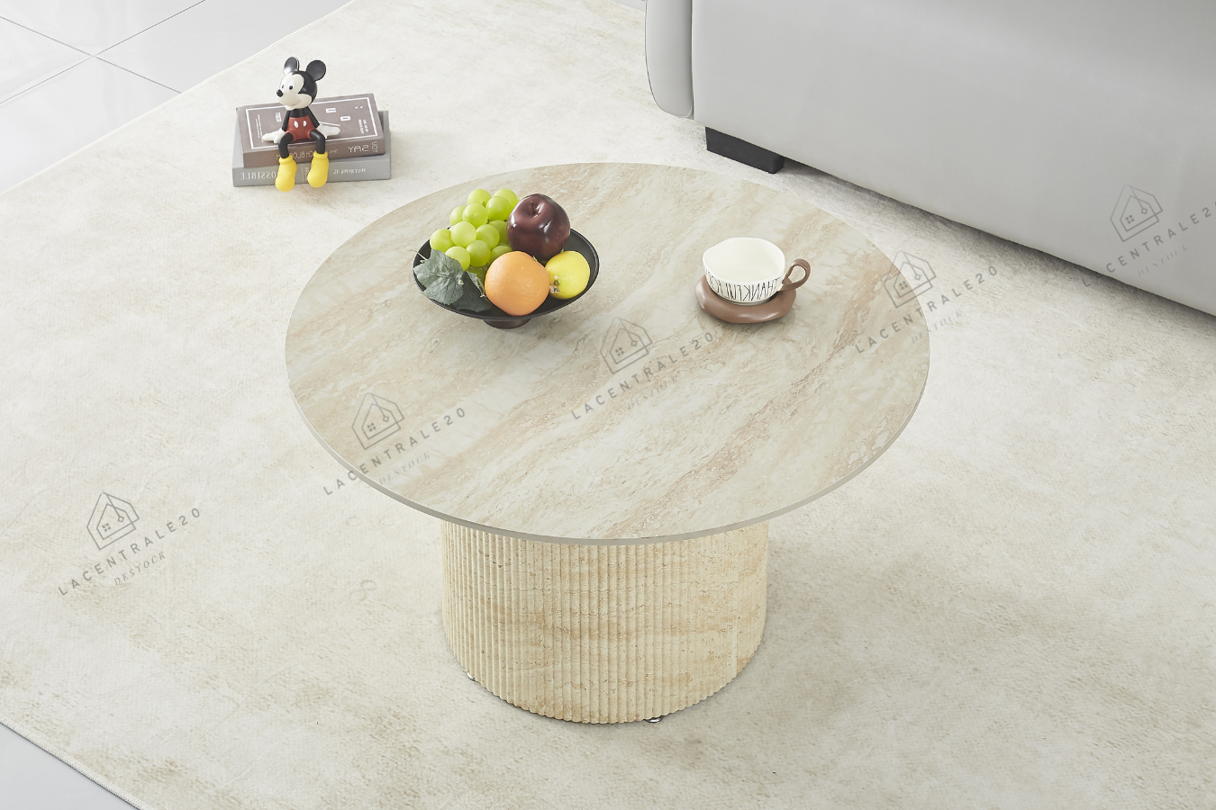 Table basse Famous effet travertin