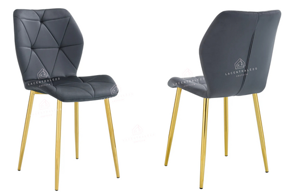 Chaise salle à manger – velours pied métal doré – Lot de 2 / 4 / 6 - Coquillage
