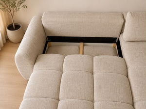 Canapé convertible - Tissu Marbella beige - Léo