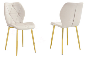 Chaise salle à manger – velours pied métal doré – Lot de 2 / 4 / 6 - Coquillage