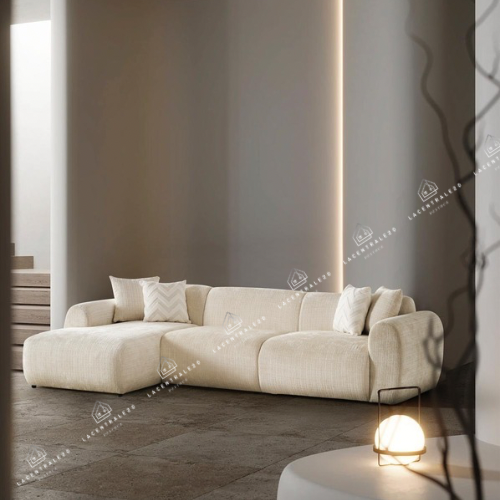 Canapé d'angle - Tissu Marbella crème - Cloud