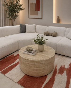 Table Basse Bloc Ronde Travertin Céramique