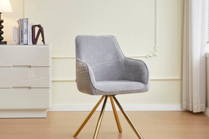 Chaise salle à manger pivotante – Tissu (écru / gris / taupe) - Pied métal (noir ou gold) – Lot de 2/4/6 – Lola