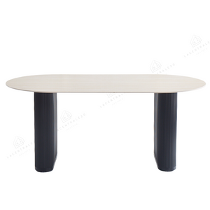 Table à Manger - Oval - céramique effet travertin mat - Selena