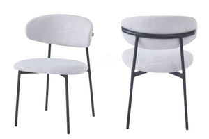 Chaise salle à manger – tissu serge ou côtelé - pieds métal noir – Lot de 2, 4 ou 6 – Lulu