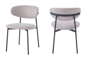 Chaise salle à manger – tissu serge ou côtelé - pieds métal noir – Lot de 2, 4 ou 6 – Lulu