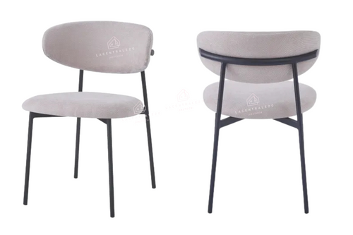 Chaise salle à manger – tissu serge ou côtelé - pieds métal noir – Lot de 2, 4 ou 6 – Lulu
