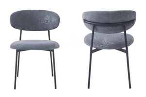 Chaise salle à manger – tissu serge ou côtelé - pieds métal noir – Lot de 2, 4 ou 6 – Lulu