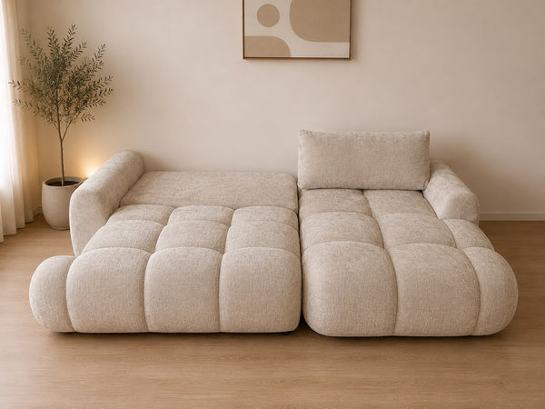 Canapé convertible - Tissu Marbella beige - Léo