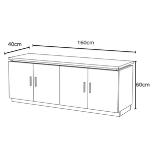 Meuble TV - 160x40x60cm - Effet noyer et travertin mat - Baieta