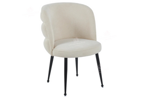 Chaise salle à manger – effet lin – pied métal (noir / chrome / or) – Lot de 2 / 4 / 6 – Sacha