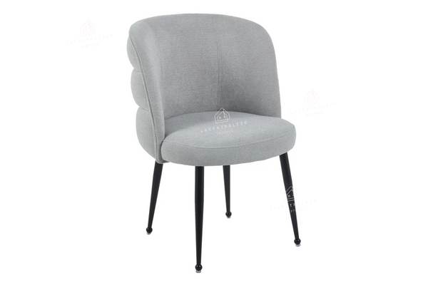 Chaise salle à manger – effet lin – pied métal (noir / chrome / or) – Lot de 2 / 4 / 6 – Sacha