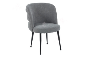Chaise salle à manger – effet lin – pied métal (noir / chrome / or) – Lot de 2 / 4 / 6 – Sacha