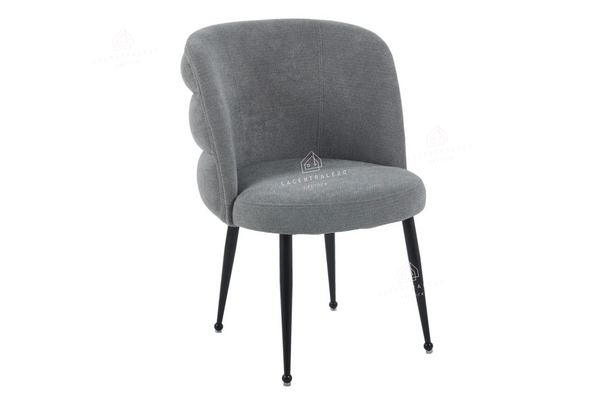 Chaise salle à manger – effet lin – pied métal (noir / chrome / or) – Lot de 2 / 4 / 6 – Sacha
