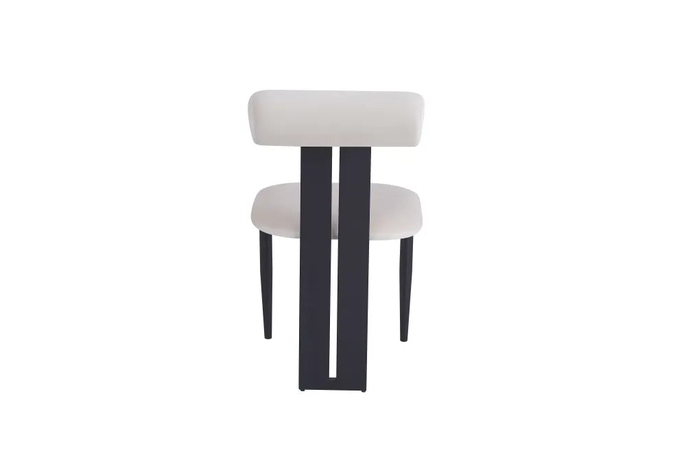 Chaise boudin pied metal noir velours beige