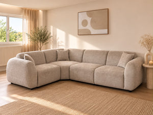 Canapé d'angle - Tissu Marbella beige - Elisa