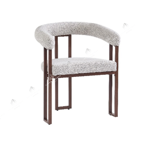 Chaises salle à manger en tweed crème – Pieds effet bois noyer – Lots de 2/4/6 – Naia