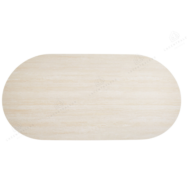 Table à Manger - Oval - céramique effet travertin mat - Selena