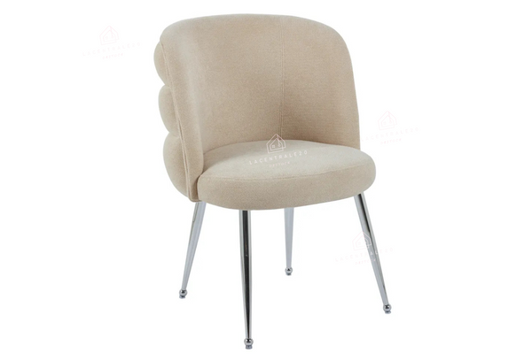 Chaise salle à manger – effet lin – pied métal (noir / chrome / or) – Lot de 2 / 4 / 6 – Sacha