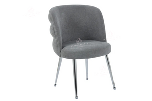 Chaise salle à manger – effet lin – pied métal (noir / chrome / or) – Lot de 2 / 4 / 6 – Sacha