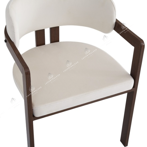 Chaise Tilo beige - pied métal effet noyer