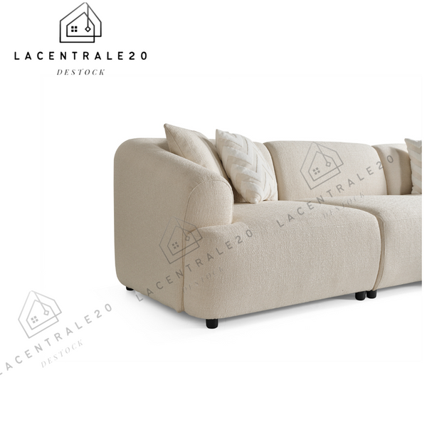 Canapé d’angle - Tissu velours ou laine bouclée - Porto