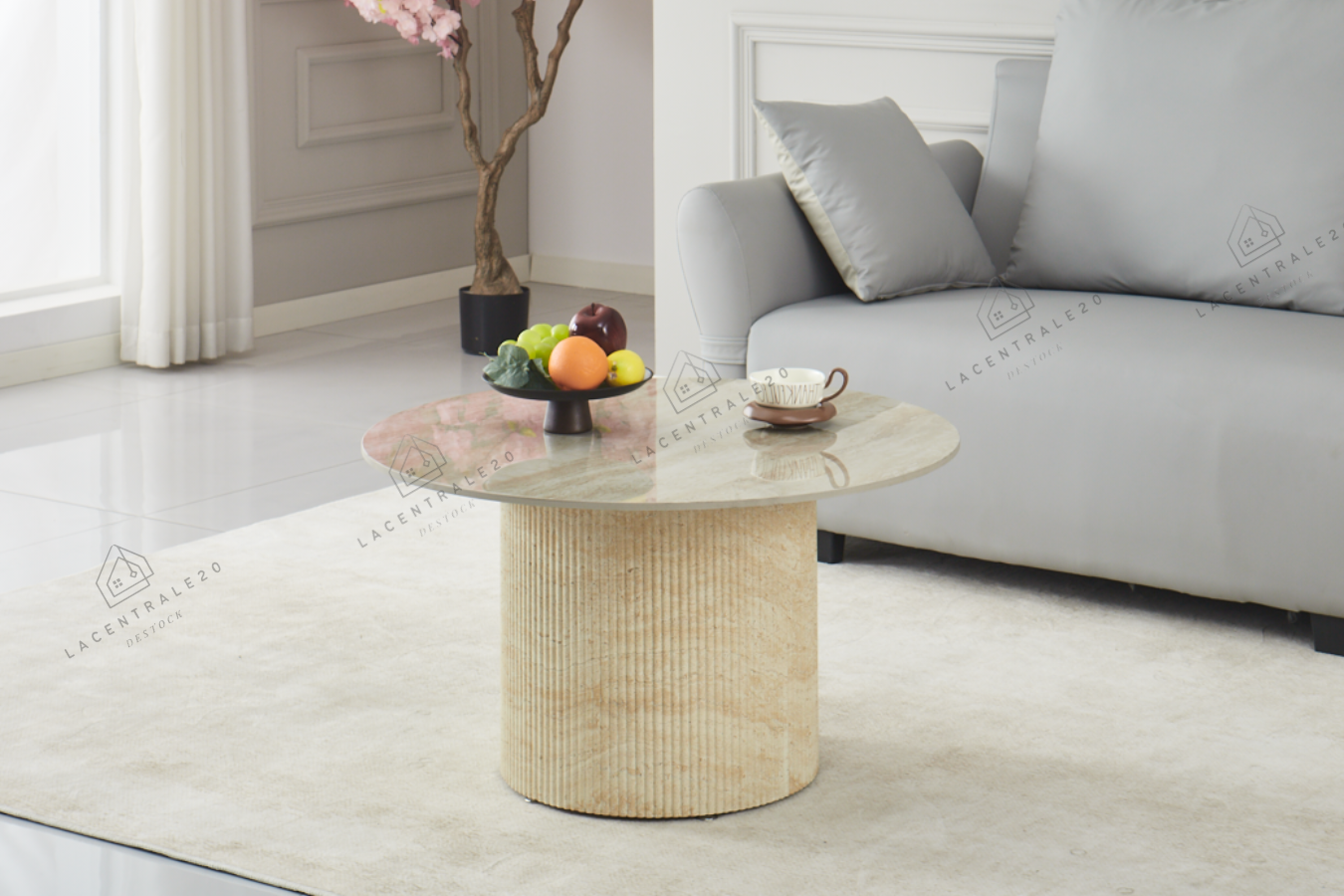 Table basse Famous effet travertin