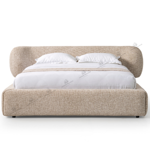 Lit coffre - Tissu laine bouclée - Mona