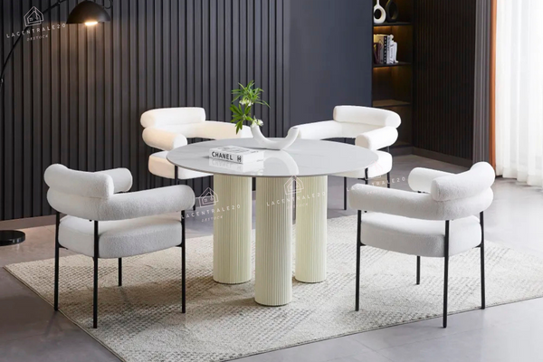 Chaise salle à manger – velours / sergé / laine bouclée – pieds (noir / chrome / gold) – Lot de 2 / 4 / 6 – Bulle