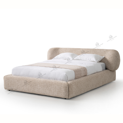 Lit coffre - Tissu laine bouclée - Mona