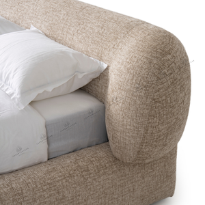 Lit coffre - Tissu laine bouclée - Mona