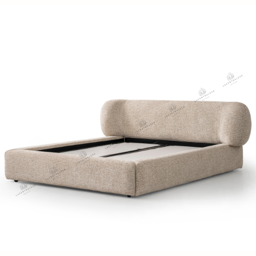 Lit coffre - Tissu laine bouclée - Mona