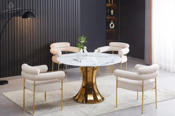 Chaise salle à manger – velours / sergé / laine bouclée – pieds (noir / chrome / gold) – Lot de 2 / 4 / 6 – Bulle