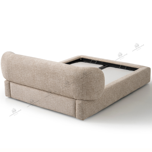 Lit coffre - Tissu laine bouclée - Mona