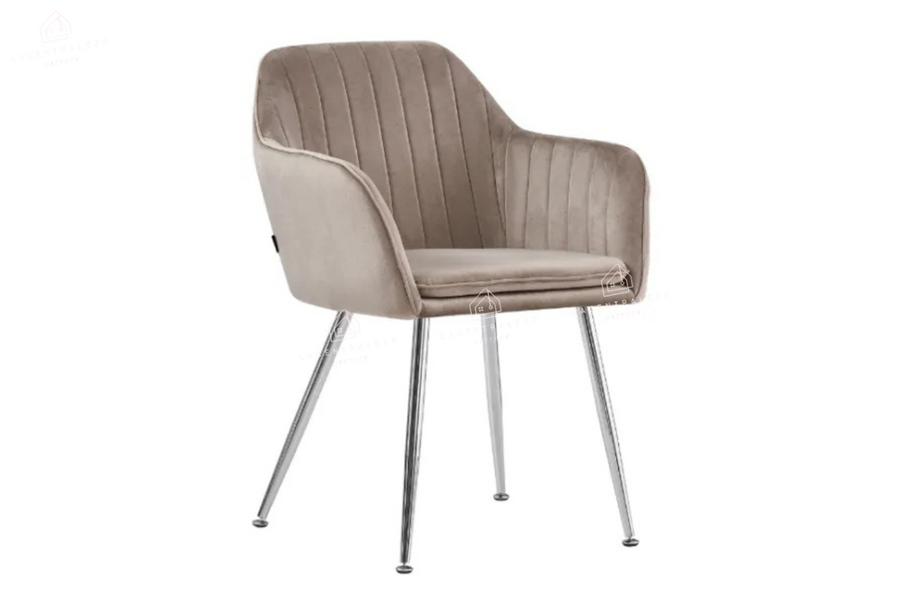 Chaise salle à manger – velours & pied métal (noir / chrome / gold) – Lot de 2, 4 ou 6 – Canva