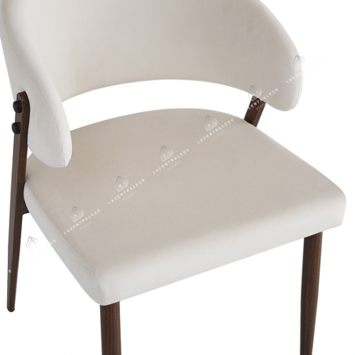 Chaise Lamia beige - pied métal effet noyer