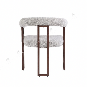 Chaises salle à manger en tweed crème – Pieds effet bois noyer – Lots de 2/4/6 – Naia