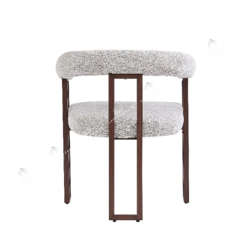 Chaises salle à manger en tweed crème – Pieds effet bois noyer – Lots de 2/4/6 – Naia