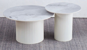 Table basse - Effet céramique marbre blanc - Polpo