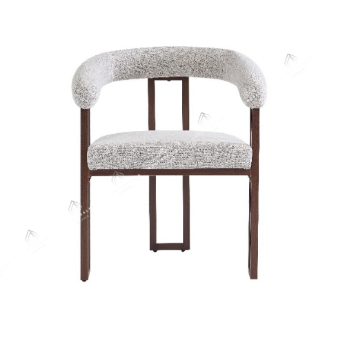 Chaises salle à manger en tweed crème – Pieds effet bois noyer – Lots de 2/4/6 – Naia