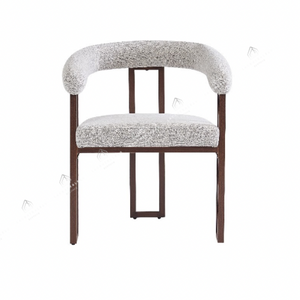 Chaises salle à manger en tweed crème – Pieds effet bois noyer – Lots de 2/4/6 – Naia