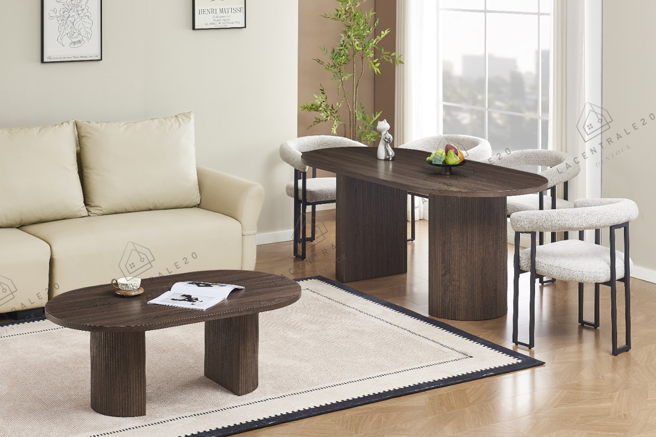 Table à manger effet Noyer ANNA